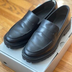 Everlane Black Leather Lug Sole Penny Loafers